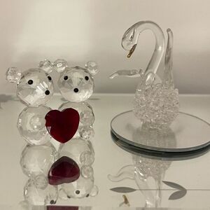 Animal Teddys and Swan figurines glass ornaments